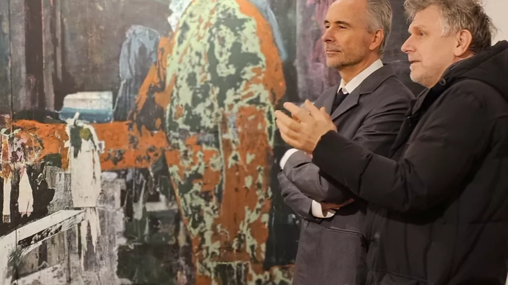 Bo&scaron;tjan Jurečič, levo, na četrtkovi otvoritvi. 