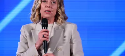 14 December 2024, Italy, Rome: Italian Prime Minister Giorgia Meloni speaks during the ATREJU event, the Brothers of Italy party at the Circus Maximus. Photo: Domenico Cippitelli/SOPA Images via ZUMA Press Wire/dpa