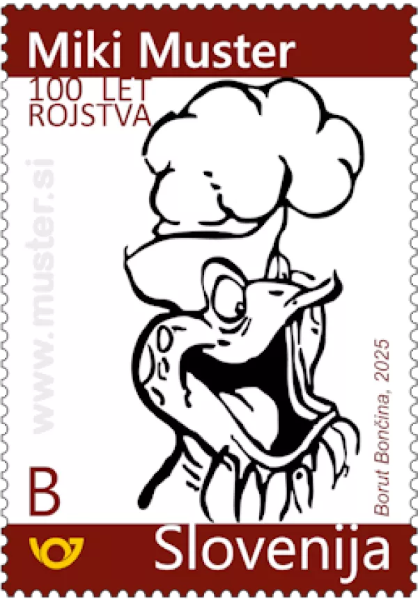Znamka, ki jo je letos izdala Po&scaron;ta Slovenije ob 100 - letnici rojstva Mikija Musterja / Foto: Arhiv