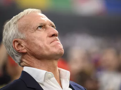FILED - 09 July 2024, Bavaria, Munich: France coach Didier Deschamps looks up during the UEFA Euro 2024 Semi-final soccer match between Spain and France at Munich Football Arena. Deschamps, who guided France to World Cup glory in 2018, is set to step down as national team coach after the 2026 World Cup, French media reported late on&nbsp;07 January. Photo: Tom Weller/dpa
