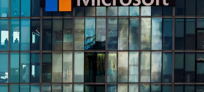 A view shows a Microsoft logo at Microsoft offices in Issy-les-Moulineaux near Paris, France, January 9, 2025. REUTERS/Gonzalo Fuentes