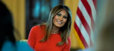 FILE PHOTO: U.S. first lady Melania Trump sits during a listening session with students at the White House in Washington, U.S., April 9, 2018. REUTERS/Joshua Roberts/File Photo