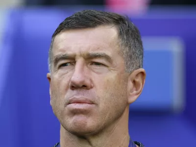 Uzbekistan's Slovenian coach Srecko Katanec looks on ahead of the Qatar 2023 AFC Asian Cup football match between Uzbekistan and Thailand at Al-Janoub Stadium in al-Wakrah, south of Doha, on January 30, 2024.,Image: 841835050, License: Rights-managed, Restrictions:, Model Release: no