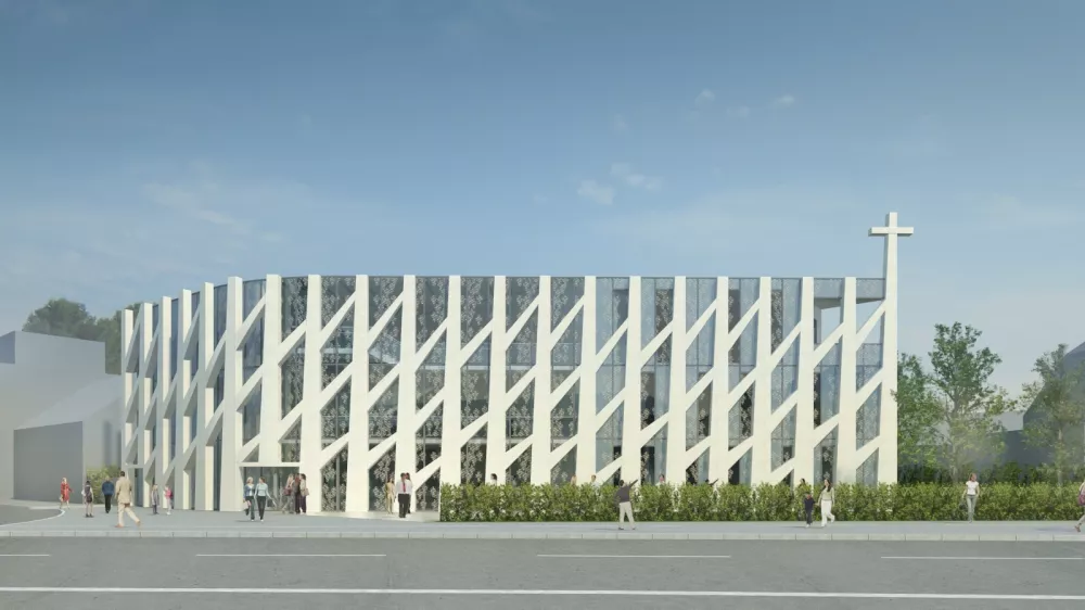 Novo binko&scaron;tno cerkev so zasnovali v studiu Kalamar. Foto:&nbsp;Studio Kalamar