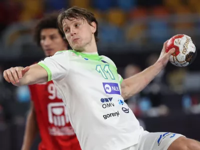 Handball - 2021 IHF Handball World Championship - Main Round Group 4 - Slovenia v Egypt - Cairo Stadium Hall 1, Cairo, Egypt - January 24, 2021 Slovenia's Jure Dolenec in action Pool via REUTERS/Mohamed Abd El Ghany