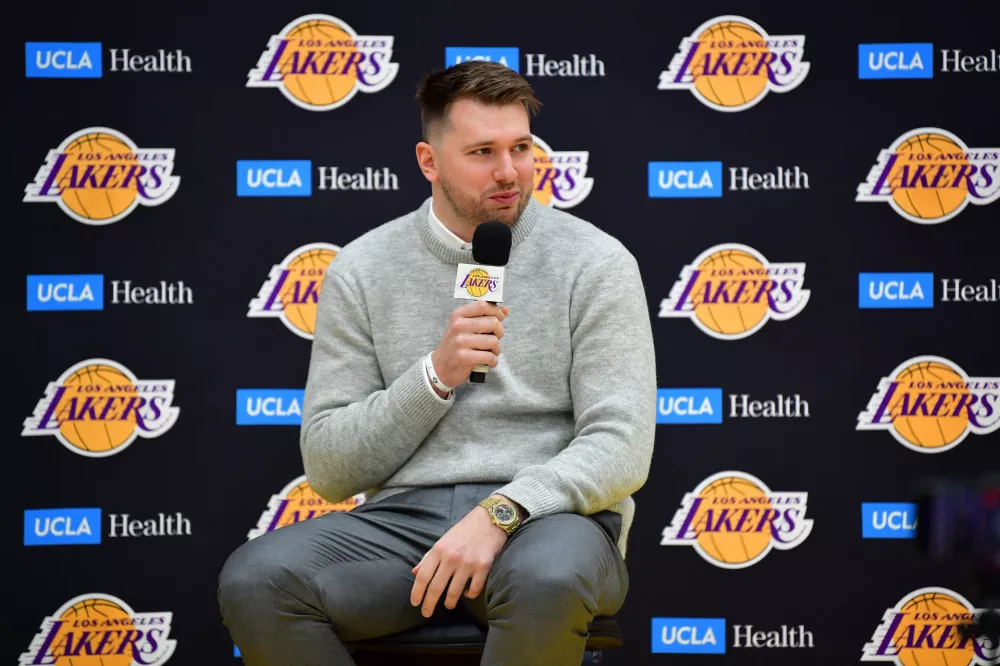 Prva Dončićeva novinarska konferenca v ekipi Lakersov se je zgodila že v ponedeljek.&nbsp;/ Foto: USA TODAY Sports via Reuters Con