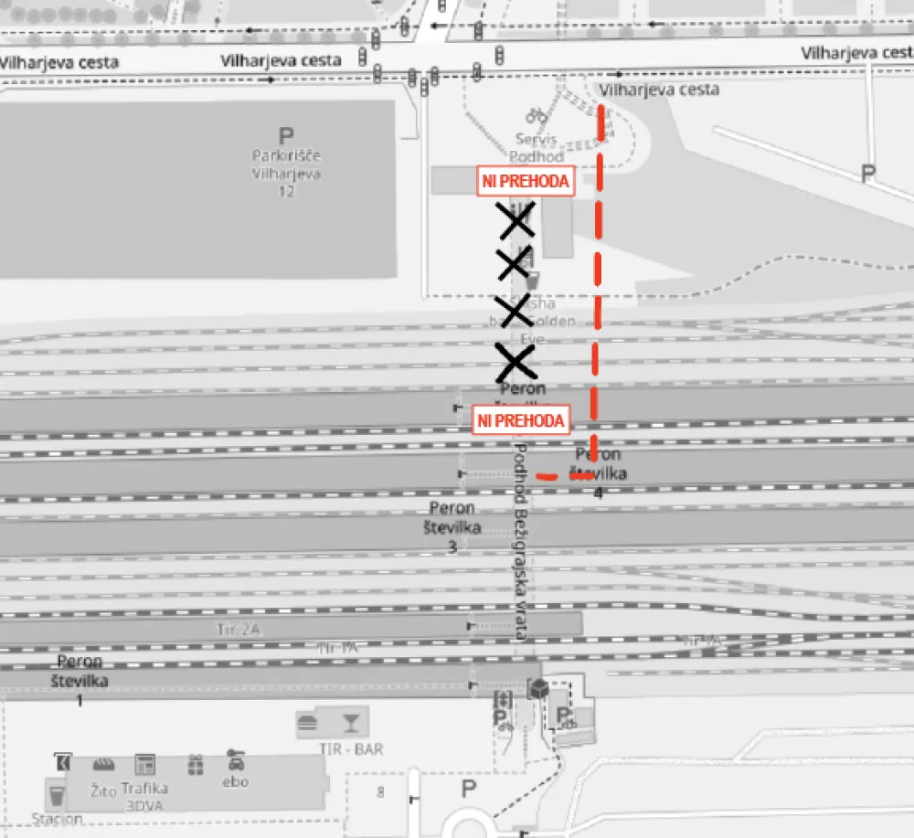 Označena in urejena obvozna pot na železni&scaron;ki postaji Ljubljana. Foto: Slovenske železnice