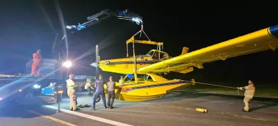 Letalo air tractor med odstranjevanjem s pristajalne steze Foto: Civilna zaščita Gorenjska