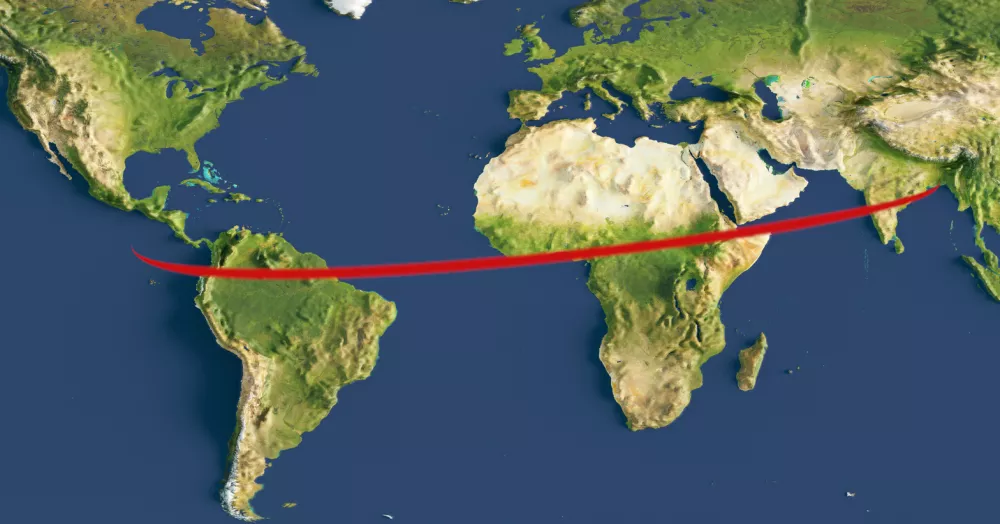 Rdeča črta označuje območja, kamor bi po zdaj&scaron;njih izračunih lahko zadel povr&scaron;je. / Foto: Istock/daf/