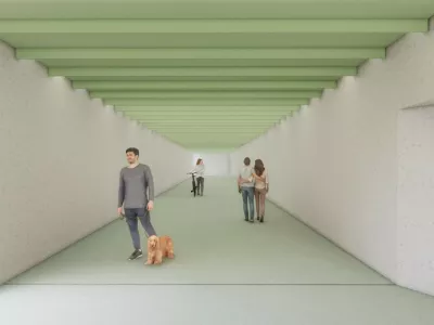 Kolesarji naj bi v načrtovanem podhodu, ki bo povezoval Gori&scaron;ko ulico in atletski center, kolo potiskali ob sebi. Vir:&nbsp;Elea iC