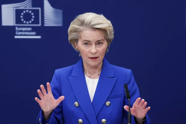 European Commission President Ursula von der Leyen delivers a statement on plans to strengthen the European defence industry and the EU's military capabilities, in Brussels, Belgium March 4, 2025. REUTERS/Yves Herman