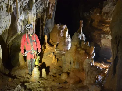 Orlek, Matejeva jamaRaziskovanje novo odkrite Matejeve jame pri Sezani.Foto: arhiv Hudvik Husu