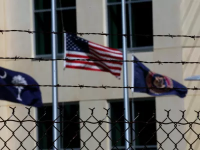 The South Carolina Department of Corrections (SCDC) headquarters is seen behind barbed wire fence, where death row inmate Brad Sigmon, 67, will be executed on Friday by firing squad method, at the Broad River Correctional Institution in Columbia, South Carolina, U.S., March 6, 2025. REUTERS/Shannon Stapleton