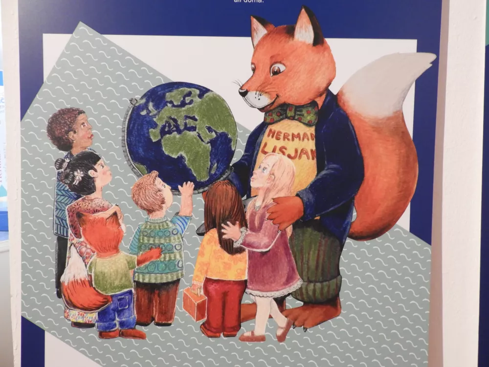 Ilustracija Svet Hermanovih prijateljev, ki je tudi del razstave, in je prva ilustracija lisijačka Suzane&nbsp;Senica.&nbsp;/ Foto: Katja Petrovec