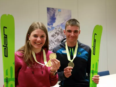 Svetovna prvaka v vzponu Klara Velepec in Klemen &Scaron;panring / Foto: Tomaž Skale