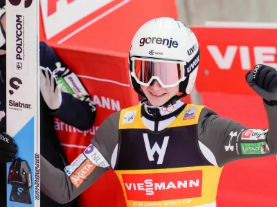 Ski Jumping - FIS Ski Jumping World Cup - Oslo, Norway - March 13, 2025 Slovenia's Nika Prevc during the women's RAW AIR qualification Terje Bendiksby/NTB via REUTERS  ATTENTION EDITORS - THIS IMAGE WAS PROVIDED BY A THIRD PARTY. NORWAY OUT. NO COMMERCIAL OR EDITORIAL SALES IN NORWAY.
