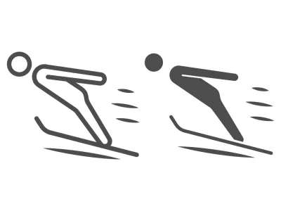 Ski Jumper line and solid icon, Winter sport concept, Ski jumping silhouette sign on white background, Springboard jumper icon in outline style for mobile concept and web design. Vector graphics / Foto: Turac Novruzova