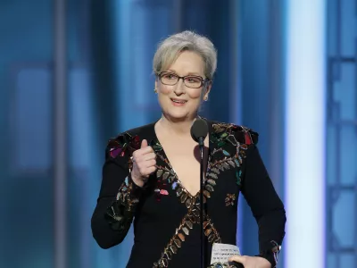 This image released by NBC shows Meryl Streep accepting the Cecil B. DeMille Award at the 74th Annual Golden Globe Awards at the Beverly Hilton Hotel in Beverly Hills, Calif., on Sunday, Jan. 8, 2017. (Paul Drinkwater/NBC via AP)