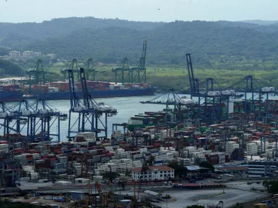 FILE PHOTO: A view of the Balboa Port is pictured after Hong Kong's CK Hutchison agreed to sell its interests in a key Panama Canal port operator to a BlackRock Inc-backed consortium, amid pressure from U.S. President Donald Trump to curb China's influence in the region, Panama City, Panama, March 4, 2025. REUTERS/Enea Lebrun/File Photo/File Photo