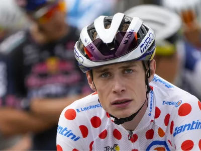 FILE - Denmark's Jonas Vingegaard waits for the start of the nineteenth stage of the Tour de France cycling race over 144.6 kilometers (89.9 miles) with start in Embrun and finish in Isola 2000, France, Friday, July 19, 2024. (AP Photo/Jerome Delay, File)