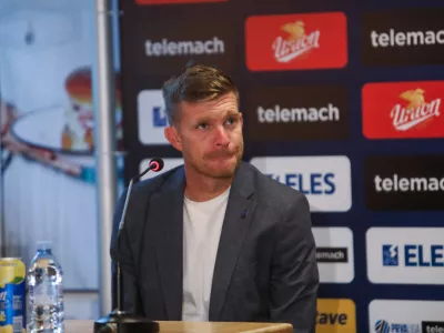 trener NK Domžale Simon Rožman- 21.07.2023 - Nogometna zveza Slovenije &ndash; novinarska konferenca NZS pred 33. sezono Prva liga Telemacha, na kateri je pričakovanja in cilje predstavilo vseh deset prvoliga&scaron;kih trenerjev; - nogometni trenerji - //FOTO: Bojan Velikonja