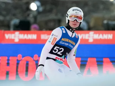 Ski Jumping - FIS Ski Jumping World Cup - Vikersund, Norway - March 14, 2025 Slovenia's Anze Lanisek during the Men's Individual HS240 qualification Terje Bendiksby/NTB via REUTERS  ATTENTION EDITORS - THIS IMAGE WAS PROVIDED BY A THIRD PARTY. NORWAY OUT. NO COMMERCIAL OR EDITORIAL SALES IN NORWAY.