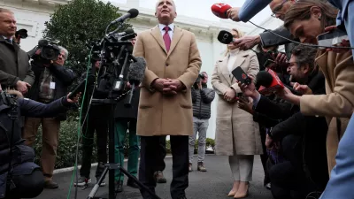 U.S. Middle East envoy Steve Witkoff speaks to members of the news media with White House press secretary Karoline Leavitt outside of the West Wing at the White House in Washington, U.S., March 6, 2025. REUTERS/Leah Millis