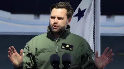 U.S. Vice President JD Vance speaks during a visit to Marine Corps Base Quantico in Quantico, Virginia, U.S., March 26, 2025. REUTERS/Kevin Lamarque