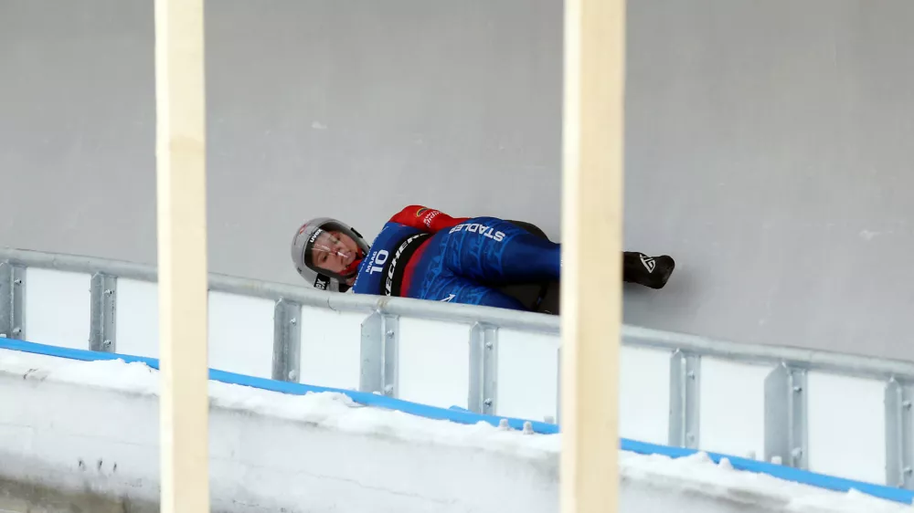 2026 Milano Cortina Winter Olympics - Initial testing to be held at new Cortina sliding centre - Cortina d'Ampezzo, Italy - March 25, 2025 Austria's Lisa Schulte during a test run on the new Cortina sliding track REUTERS/Claudia Greco
