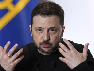 Ukraine's President Volodymyr Zelenskyy speaks during a press conference after the so-called "Coalition of the willing" summit, Thursday, March 27, 2025 in Paris. (AP Photo/Aurelien Morissard)