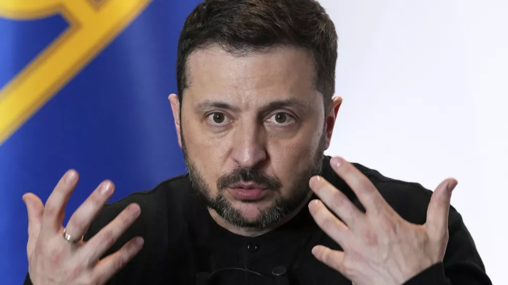 Ukraine's President Volodymyr Zelenskyy speaks during a press conference after the so-called "Coalition of the willing" summit, Thursday, March 27, 2025 in Paris. (AP Photo/Aurelien Morissard)