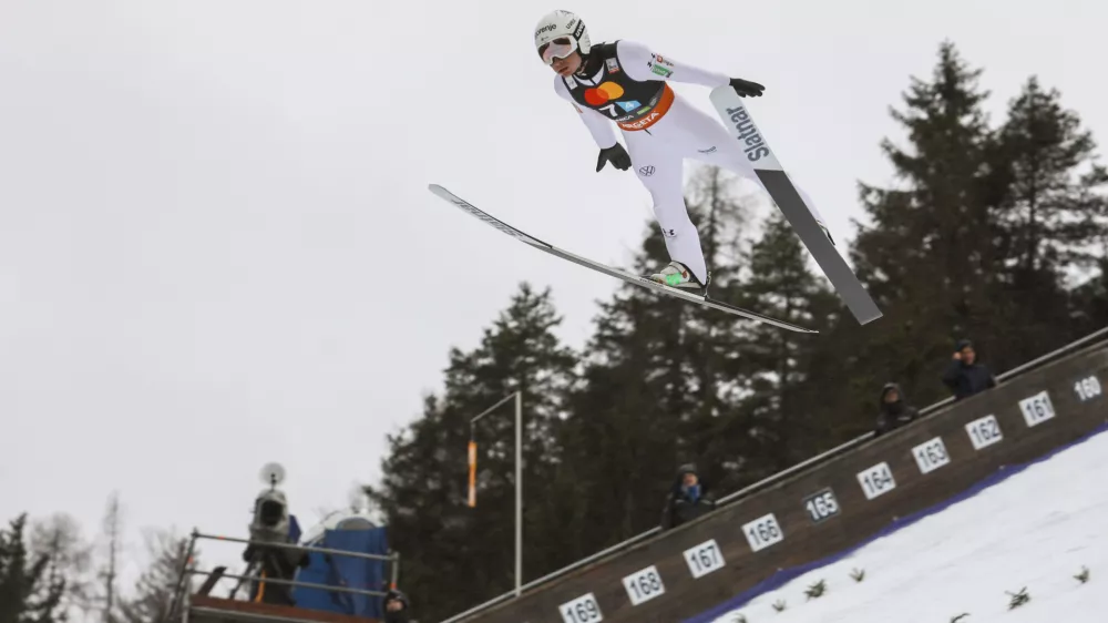 Anže Lani&scaron;ek29.03.2025 - finale svetovnega pokala v smučarskih skokih, mo&scaron;ki, ekipna tekma; PLANICA 2025 - Foto: Luka Cjuha