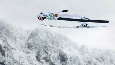 Ski Jumping - FIS Ski Jumping World Cup - Planica, Slovenia - March 30, 2025 Slovenia's Anze Lanisek in action during the Men's Individual HS240 First Round REUTERS/Borut Zivulovic