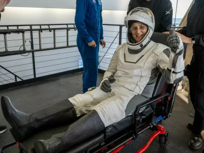 NASA astronaut Suni Williams is helped out of a SpaceX Dragon spacecraft onboard the SpaceX recovery ship MEGAN after she, NASA astronaut Nick Hague, and Butch Wilmore, and Roscosmos cosmonaut Aleksandr Gorbunov landed in the water off the coast of Tallahassee, Florida, Tuesday, March 18, 2025. NASA/Keegan Barber/ Handout via REUTERS