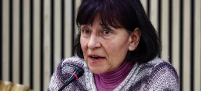 Former religious sister Gloria Branciani who says she has endured sexual abuse by world-renowned religious artist Father Marko Rupnik, appears publicly for the first time holding a press conference in Rome, Italy February 21, 2024. REUTERS/Guglielmo Mangiapane