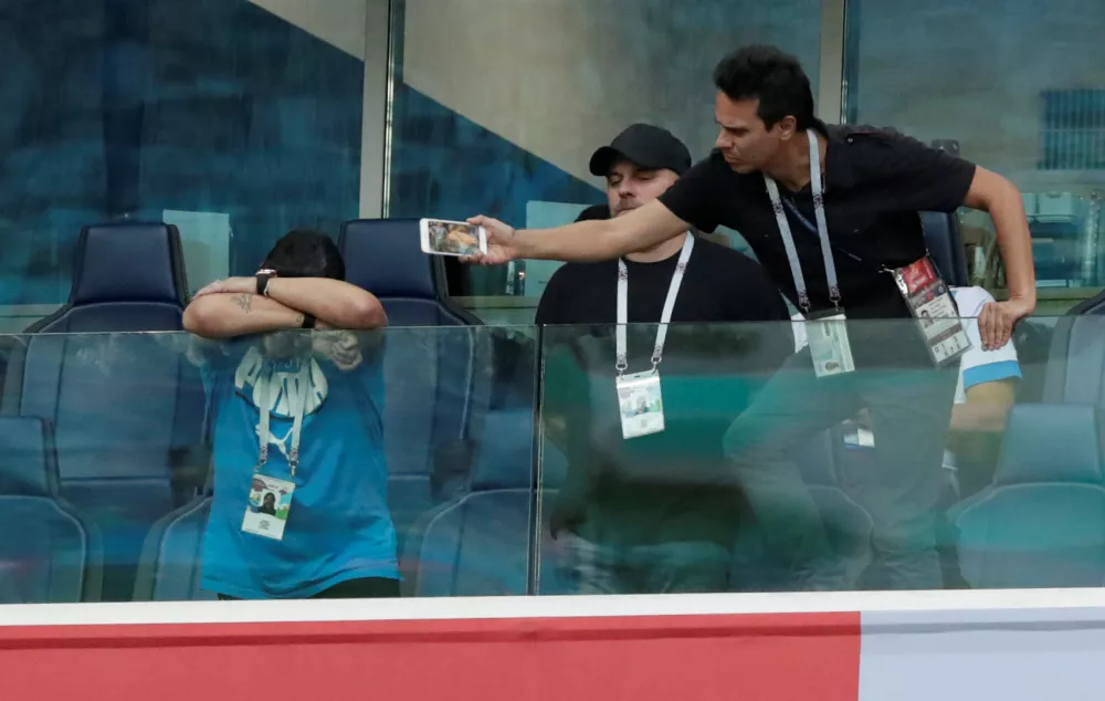 Soccer Football - World Cup - Group D - Nigeria vs Argentina - Saint Petersburg Stadium, Saint Petersburg, Russia - June 26, 2018  Diego Maradona during the match  REUTERS/Henry Romero