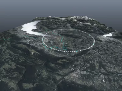 Svica.Graficni prikaz novega kroznega trkalnika.Evropska organizacija za jedrske raziskave (Cern) je objavila studijo o izvedljivosti morebitnega bodocega kroznega trkalnika z obsegom okoli 91 kilometrov. Ta bi lahko po letu 2040 nasledil veliki hadronski trkalnik, ki ima obseg 27 kilometrov in je trenutno vodilni instrument Cerna. Dokument bo v prihodnje obravnaval svet Cerna.Foto: CERN