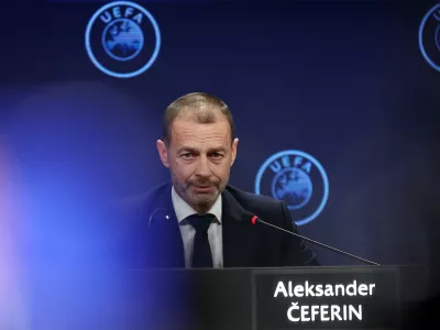 Soccer Football - 49th UEFA Ordinary Congress - Sava Congress Centar, Belgrade, Serbia - April 3, 2025 UEFA President Aleksander Ceferin during a press conference REUTERS/Zorana Jevtic