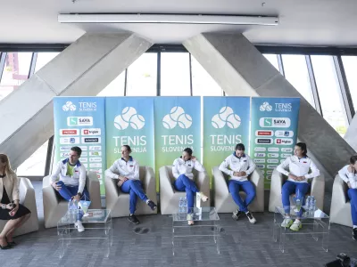 - 03.04.2025 - novinarska konferenca ženske reprezentance Slovenije v tenisu pred odhodom na pokal Billie Jean King v Litvi //FOTO: Jaka Gasar