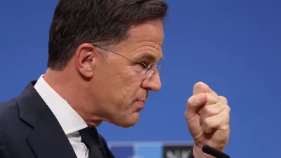 NATO Secretary General Mark Rutte attends a press conference, on the day of a NATO foreign ministers' meeting at the alliance's headquarters in Brussels, Belgium April 4, 2025. REUTERS/Yves Herman   TPX IMAGES OF THE DAY