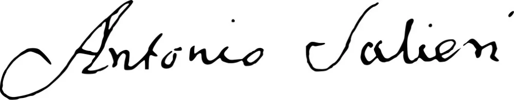 Lastnoročni podpis Antonia Salierija / Foto: Wikipedija / Foto: Wikipedija