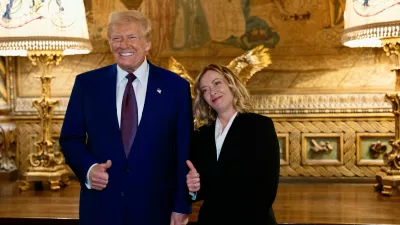 U.S. President-elect Donald Trump meets with Italian Prime Minister Giorgia Meloni at Mar-a-Lago in Palm Beach, Florida, U.S. January 4, 2025. Italian Government/Handout via REUTERS THIS IMAGE HAS BEEN SUPPLIED BY A THIRD PARTY. NO RESALES. NO ARCHIVES. MANDATORY CREDIT.