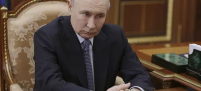 Russian President Vladimir Putin listens to Director General of the Agency for Strategic Initiatives (ASI) Svetlana Chupsheva during their meeting at the Kremlin in Moscow, Russia, on Wednesday, April 9, 2025. (Vyacheslav Prokofyev, Sputnik, Kremlin Pool Photo via AP)