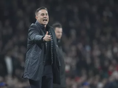 FILE - Dinamo Zagreb's head coach Fabio Cannavaro yells during the Champions League soccer match between Arsenal and Dinamo Zagreb at the Emirates stadium in London, on Jan. 22, 2025. (AP Photo/Kin Cheung, File)
