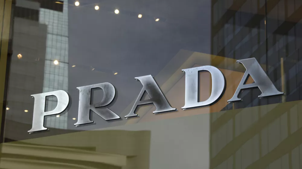 A logo of Prada is seen at a store in Hong Kong Sunday, June 12, 2011. (AP Photo/Vincent Yu, File)