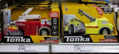 Tonka toys are displayed at a store in New York City, U.S., April 9, 2025. REUTERS/Jeenah Moon