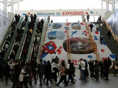 Visitors make their way at Yumeshima Station connecting the Expo 2025 venue during a media day ahead of public opening day of the Expo in Osaka, Japan April 9, 2025.REUTERS/Kim Kyung-Hoon
