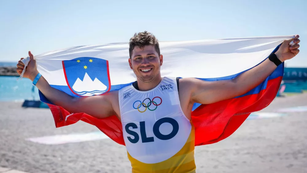 Francija, Marseille.Poletne olimpijske igre 2024 v Parizu.Formula kajt, finale.Slovenski jadralec Toni Vodisek.