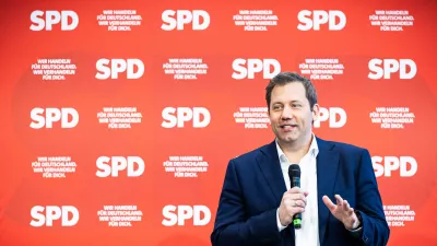 14 April 2025, Lower Saxony, Hanover: Social Democratic Party of Germany (SPD) Parliamentary Group and Federal Chairman Lars Klingbeil answers questions from the audience at a dialogue conference at the start of the SPD membership vote. Photo: Moritz Frankenberg/dpa