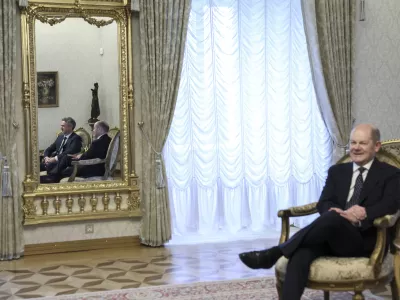 Olaf Scholz, Robert Golob- 26.03.2024 - Srečanje predsednika vlade dr. Roberta Goloba s kanclerjem Zvezne republike Nemčije Olafom Scholzem //FOTO: Jaka Gasar